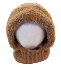 3 in 1 Womens Tan Knit Beanie Hat Fleece Lined Winter Scarf Mask Set Snow Cap
