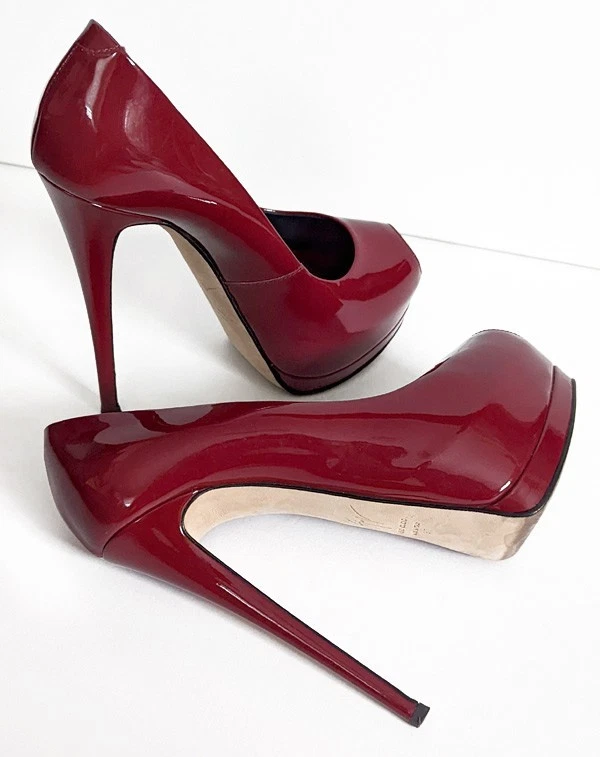 GIUSEPPE ZANOTTI Rojo Charol Cielo Tacones Altos Suela Stiletto Hecho en Italia  Foto 4 de 4