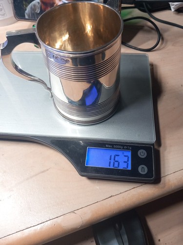 Tazza battesimo argento sterling 1856 Exeter modello foderato Josiah Williams - Foto 5 di 24