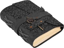 LEATHER VILLAGE Handmade Leather Bound Journal for Women- Black | 7"X5" (A7) Med
