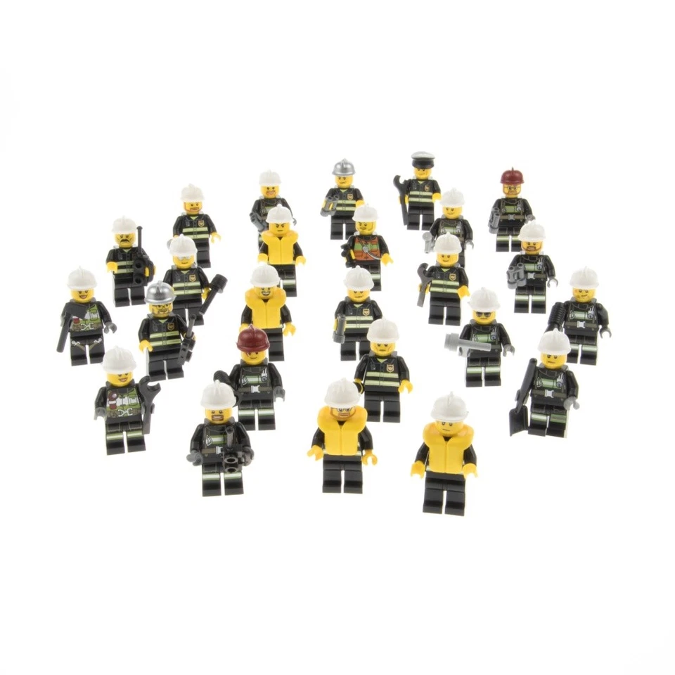 5x Lego Minifiguren City Feuerwehr schwarz bunt gemischt z.B. Zubehör Helm Weste