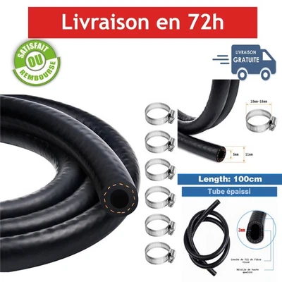 Tuyau de Carburant Hanibos 5 mm - 1 Mètre avec Colliers de Serrage - Photo 1/4