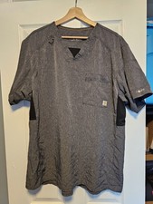 Men's Carhartt Force Modern Fit Grey Medical Scrub Top Size XL