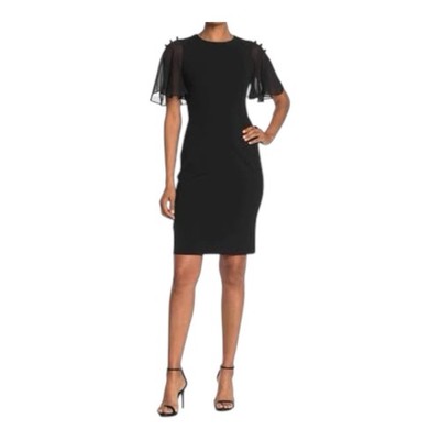 calvin klein black ruffle dress Lucy Black Strappy Mini Dress With Ruffle Trim – Club L London