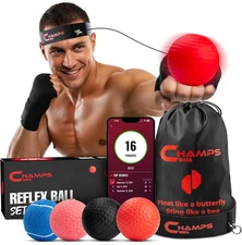 Champs MMA Boxing Reflex Ball Set with Punch Counter App | Small, MultiColor 