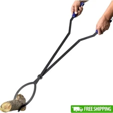 40 Inch Log Tongs Heavy Duty Fireplace Tool Safe Wood Handlers Outdoor Indoor US