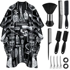 Kids Barber Cape w/ Neck Duster Brush Hair Cutting Cape with Adjustable Closure