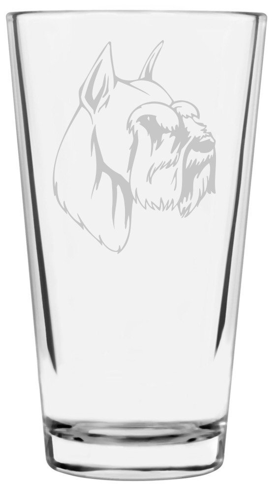 Miniature Schnauzer Dog Themed Etched All Purpose 16oz Pint Glass