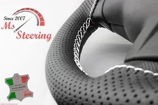 FOR VOLVO V60 14-17 PERF LEATHER STEERING WHEEL COVER WHITE 2 STITCH