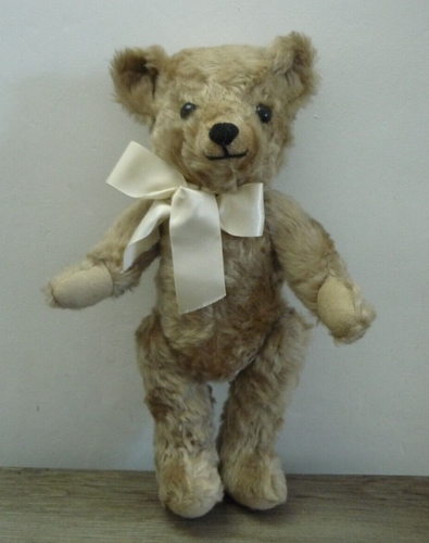 Hilltop Toys Vintage vollgelenkt weiches Plüschtier brauner Teddybär mit cremefarbener Schleife 14 Zoll