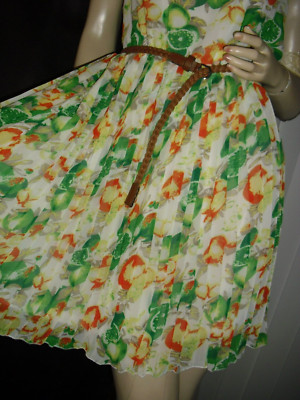 Charming Charlie,New,pleated,citrus,yellow,lemon,orange,green,lime,lined,szM,wow