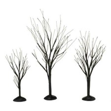 Dept 56 BLACK BARE BRANCH TREES SET/3 Hallowe...