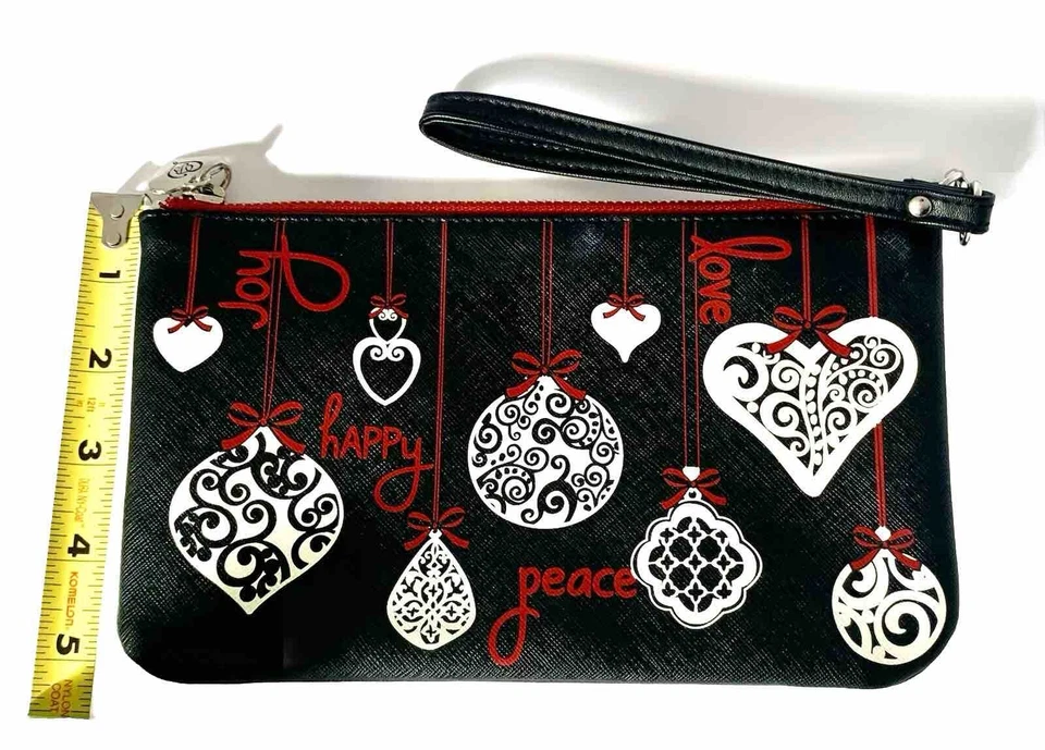 BRIGHTON любовь заметки кошелек с ремешком/косметичка Рождество черный/красный украшения * читать * - Изображение 2 из 4