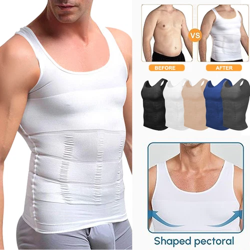 Gynäkomastie Compress Tanktop Männer Abnehmen Body Shaper Weste Bauchweg Shirt - Bild 8 von 26