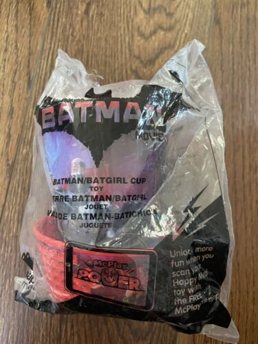 McDonald's Happy Meal Toy #1 The LEGO BATMAN Movie Batman/Batgirl Red Cup Sealed - Picture 1 of 3