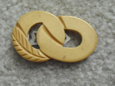 Antique c1930s Chain Link with Wheat Bakelite Hair Clip 2 1/2" Wide