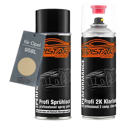 Autolack 2K Spraydosen Set für Opel 958L Papyrus Metallic Basislack 2K Klarlack