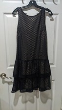 Jessica Simpson Crochet Lace Tiered Dress, Navy, Women's 8