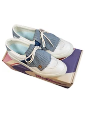 Vintage TeriTracs Golf Shoes New Ladies 6 M Blue Suede Accents Made In USA!!