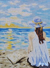 Needlepoint tapestry painted canvas 40.147 - On shore 16"x20" GobelinL