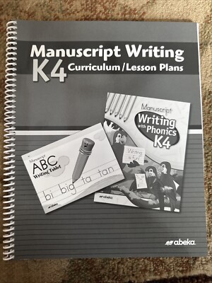 Abeka Christian Homeschool Manuscript Writing K4 Curriculum/Lesson Plans