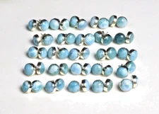 Beautiful Natural Sky Blue Larimar .925 Sterling Silver Studs Earrings 12mm