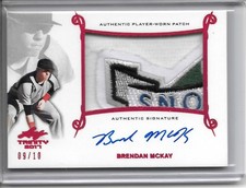 2017 Leaf Trinity BRENDAN MCKAY RED LOGO PATCH AUTO RC SP #9/10 TAMPA BAY!!