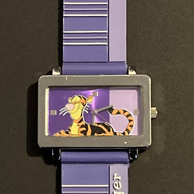 Disney Tigger Uhr SIIO lila funktionstüchtig Kautschukband/Band neue Batterie RAR