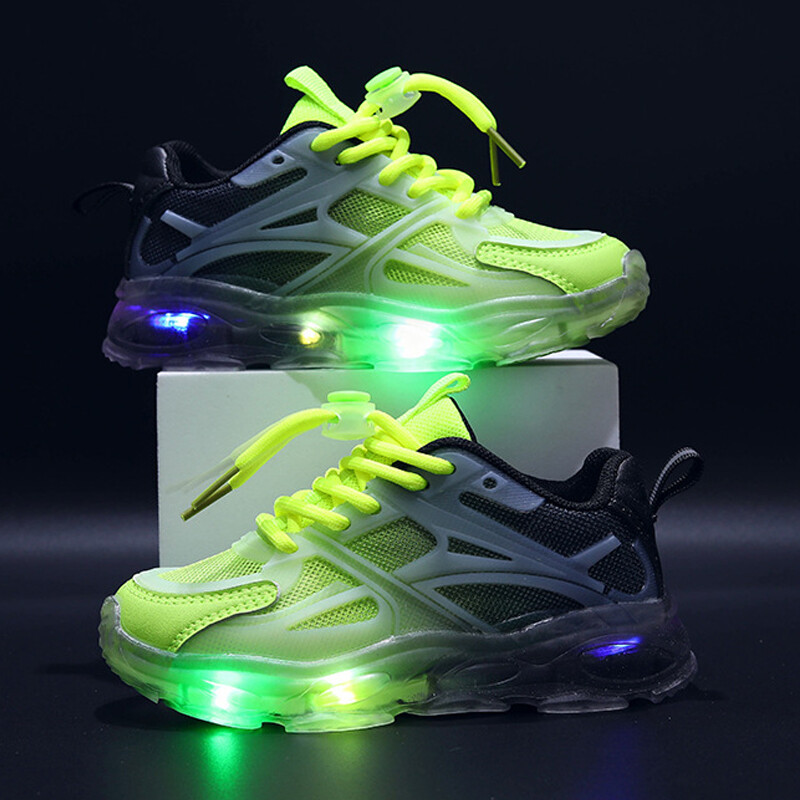 LED Light Up Trainers Women Neon Green, 42% OFF