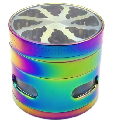 tobacco grinder ebay 2.5 Inch 4 Piece Large Metal Herbal Herb Tobacco Grinder Crusher Rainbow