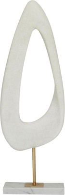 Elegant 20'' Polystone Abstract Sculpture with Marble Stand - Contemporary Décor