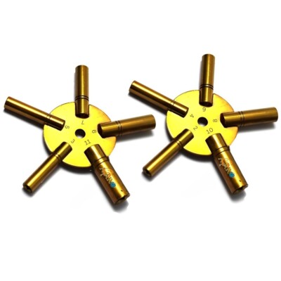 Universal Wall Clock Winding Key 5 Prong Brass EVEN and ODD Numbers