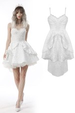 DARK IN LOVE Women White Gothic Gorgeous Bubble Jacquard High-Low Party Dress