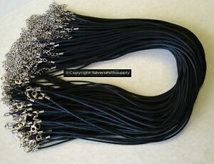 Necklace Cords Jewelry Supplies 2mm Black Rubber Cord Lobster Claw