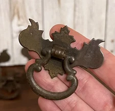 Antique - 2”x2.5” Bronze Color Chippendale Batwing Drop Pull Handles / PER PIECE