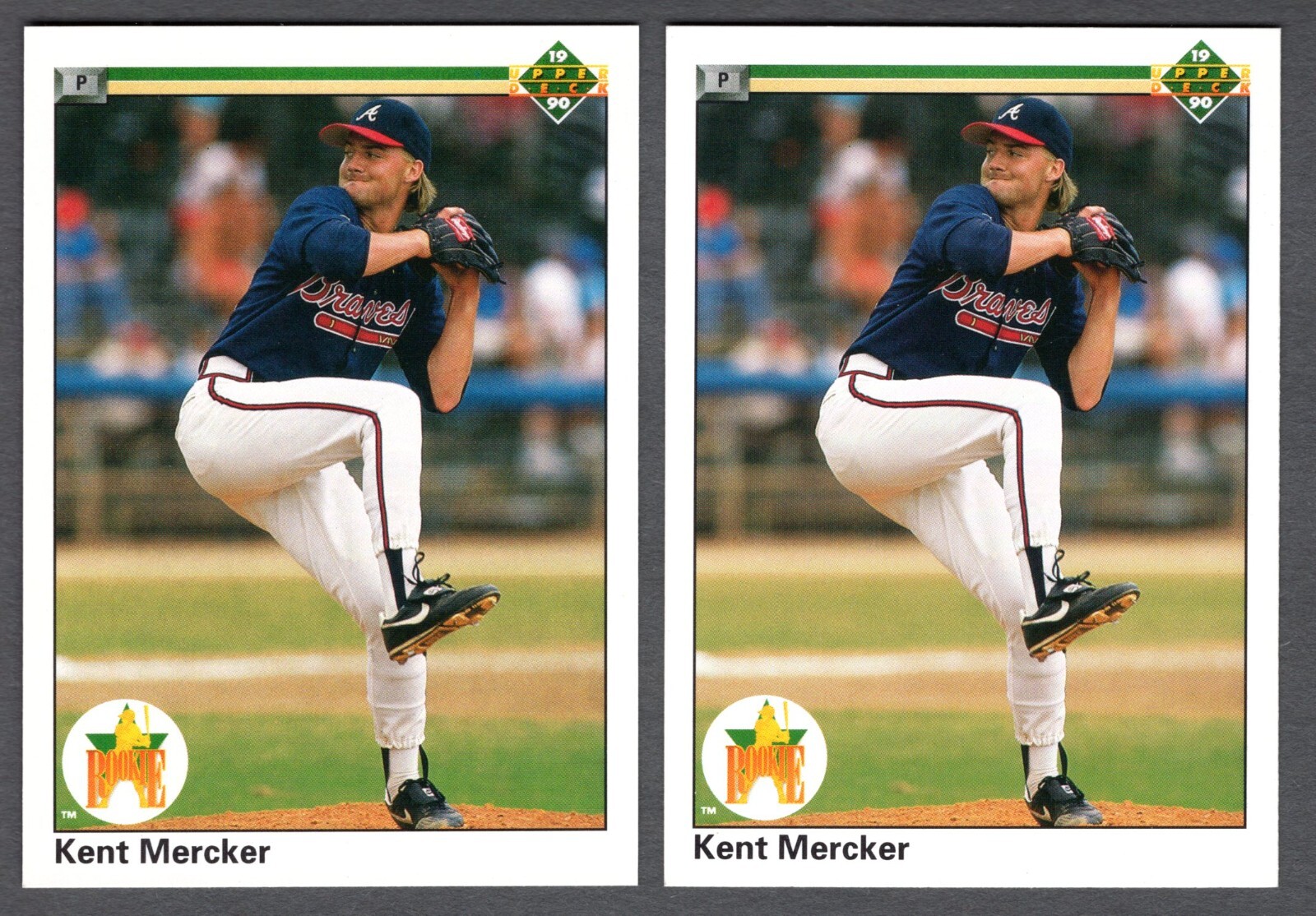 (2) 1990 UPPER DECK KENT MERCKER ROOKIE CARD #63 LOT **NM-MT** ATLANTA ...