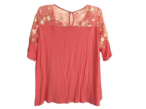 My Collection Women’s Top 3XL Lace Floral Coral Pink Mint Condition