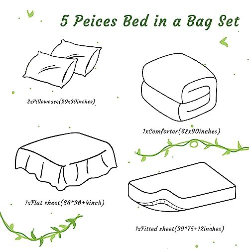 Twin Comforter Set with Sheets 5 Pieces Soft and Breathable Twin Bedding Set ... - Picture 3 of 9