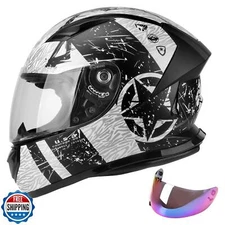 JAGASOL DOT Lightweight Full Face Motorcycle Street Bike Helmets with Extra T