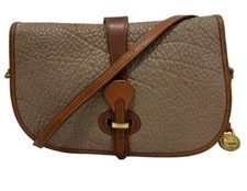 Dooney  Bourke Vintage Brown  Tan Pebbled Leather Crossbody Bag Strap Closure