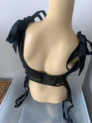 unique piece on ebay la perla black sexy lace thighs sides suspender 3/4