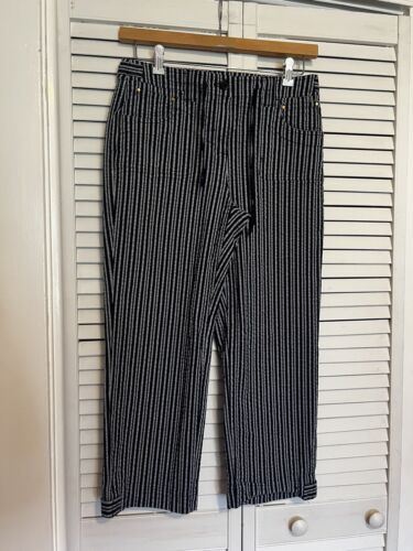 JONES NEW YORK Women’s Size 10 Pants Cotton Stretch Striped Cropped Drawstring