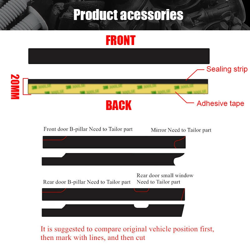 Tira de sellado 4M Frontal Trasero Ventana Lateral Borde Protector de resistencia para Chrysler Foto 4 de 4