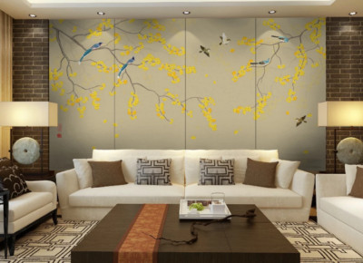 3D Yellow Flower Branch 44548NA Wallpaper Wall Murals Removable Wallpaper Fay
