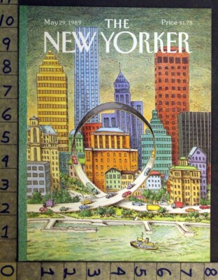 1989 TRAFFIC INTERSECTION WHEEL CARTOON JOHN OBRIEN ART NEW YORKER COVER FC951