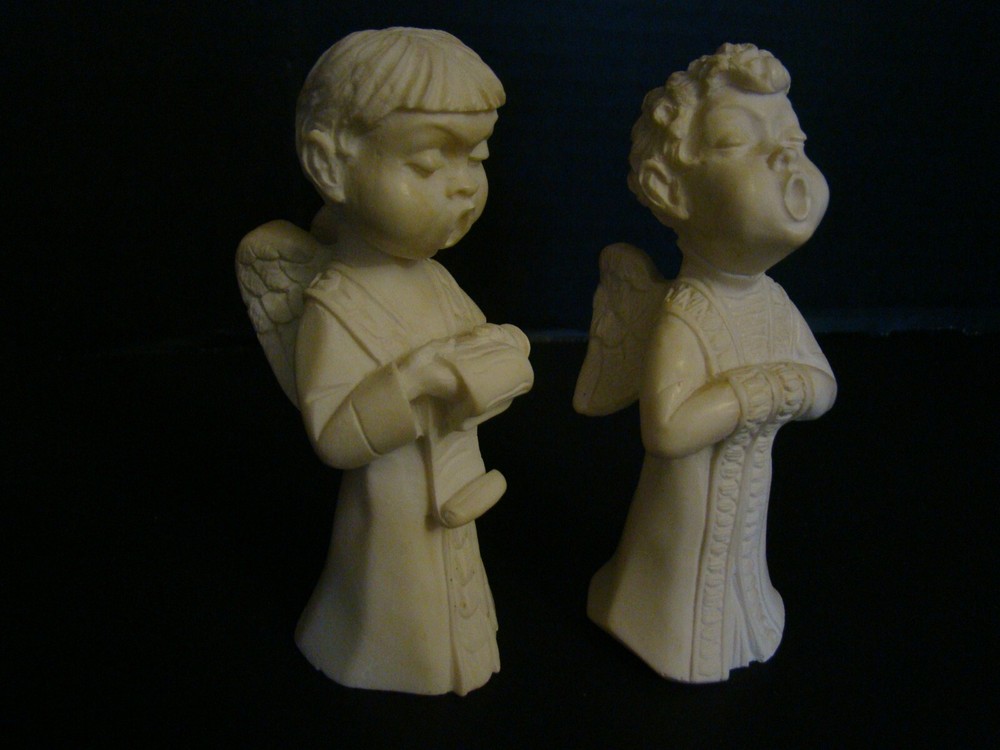 Pair Vintage Caroling Angels By E. Furiesi For A. Santini Made In Italy