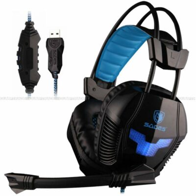 SADES Profi PC USB Gaming Headsets Über Ohr Kopfhörer mit Mikrophon Tiefe Bässe
