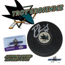 TROY GROSENICK Signed SAN JOSE SHARKS Puck - w/COA 