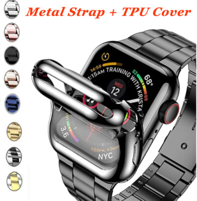 For Apple Watch Series 9 8 7 41/45MM Metal iWatch Strap Band+Full Screen Case