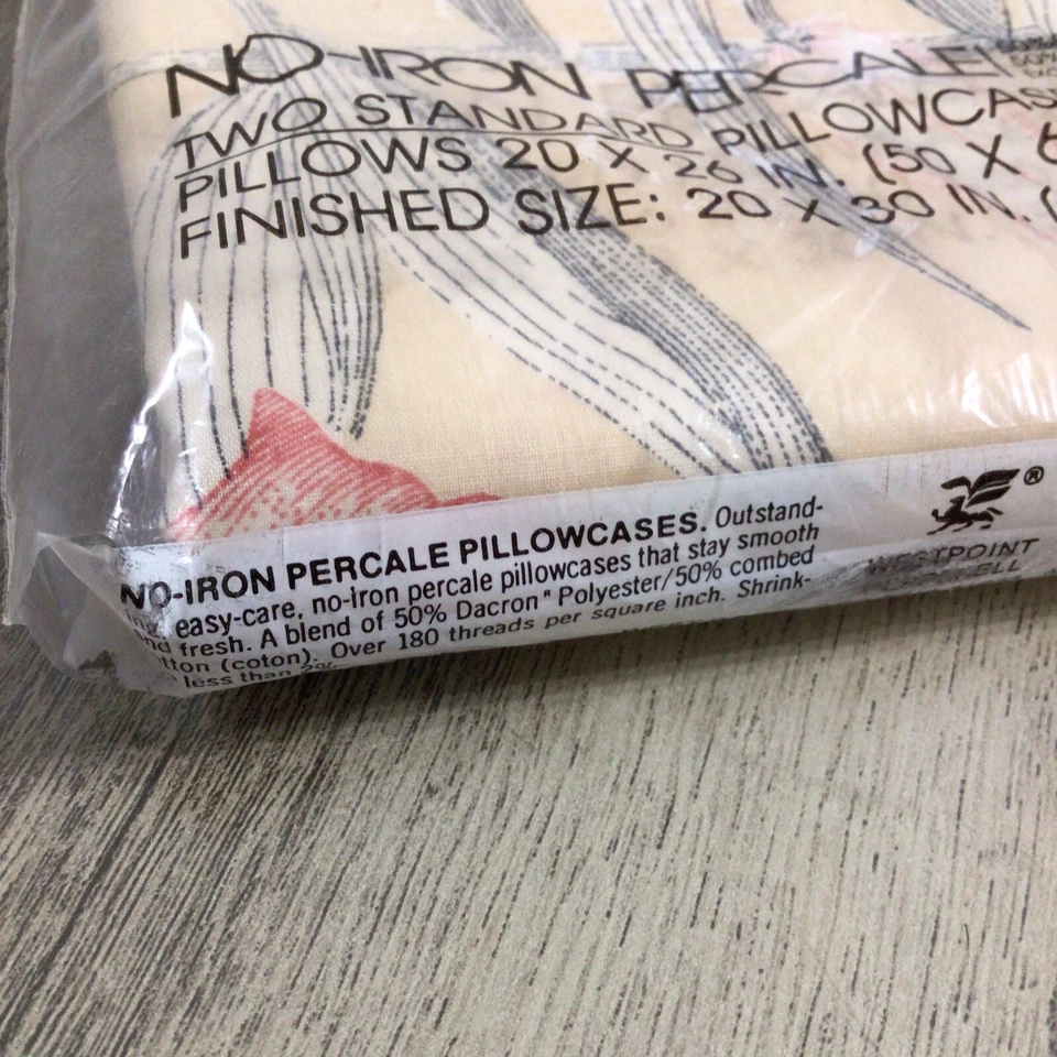 Par de fundas de almohada estándar vintage "Silk Garden" Martex floral sin percal de hierro Foto 3 de 4